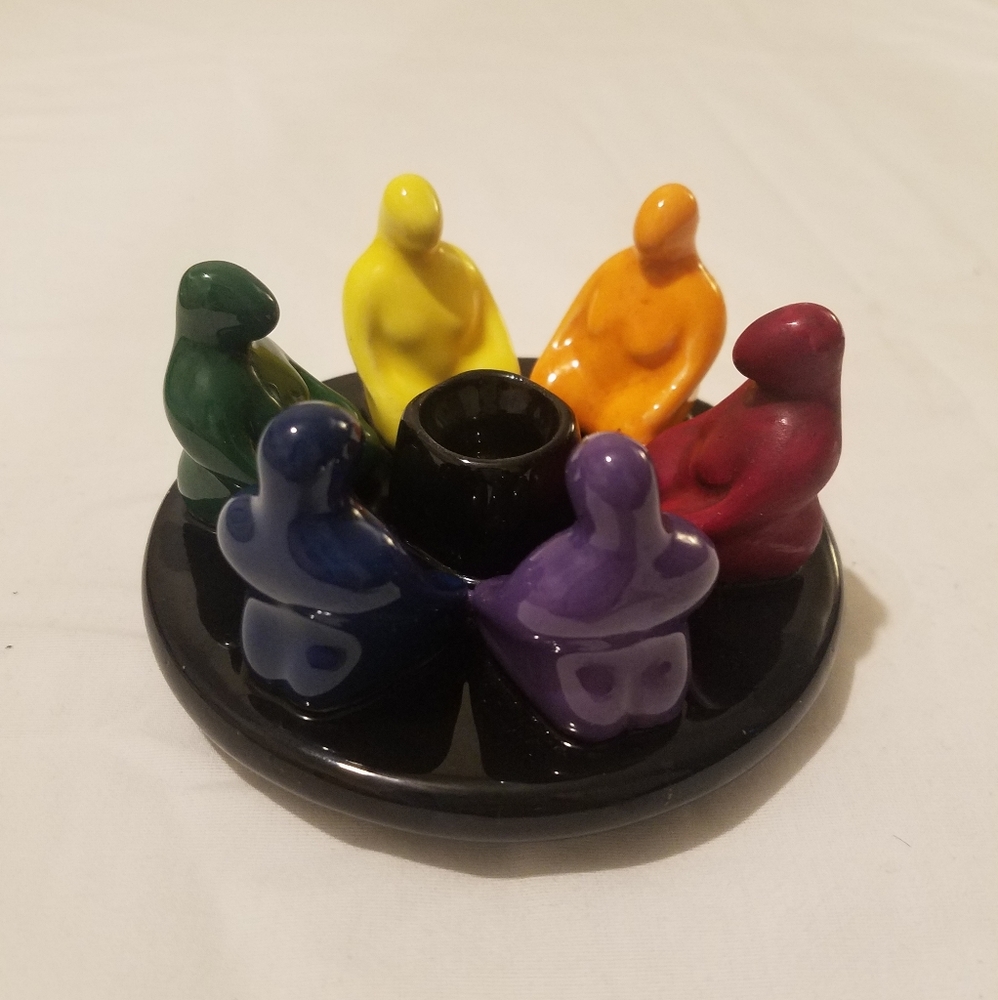 Hand Painted Gay Pride Incense Holder